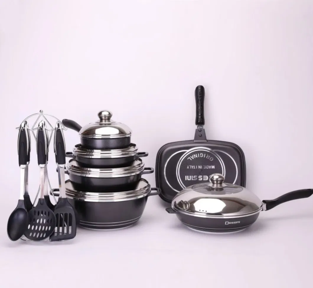 Hot Selling Die Cast Aluminum Non Stick Dessini 23PCS Cookware Sets with Covers