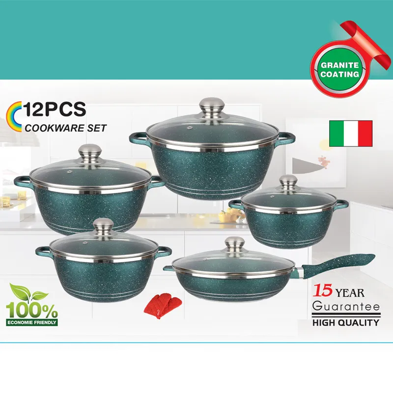 Kitchen Nonstick Pots and Pans Set Non-Stick Aluminum Cookware Set with Ceramic Coating Pots and Frying Pans Dishwasher Safe