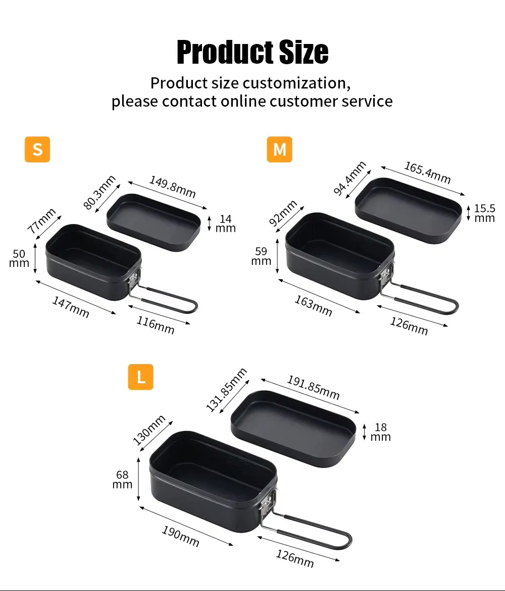 All-in-One Premium Camping Kit Custom Foldable Hard Anodized Aluminum Mess Tin & Cookware Set