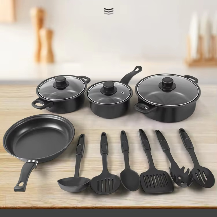 Thirteen Piece Set Cookware Shovel Great Home Use Non Stick Soup Pot Rice Stone Multi Piece Set Non Stick Cast Iron Cooking Pot