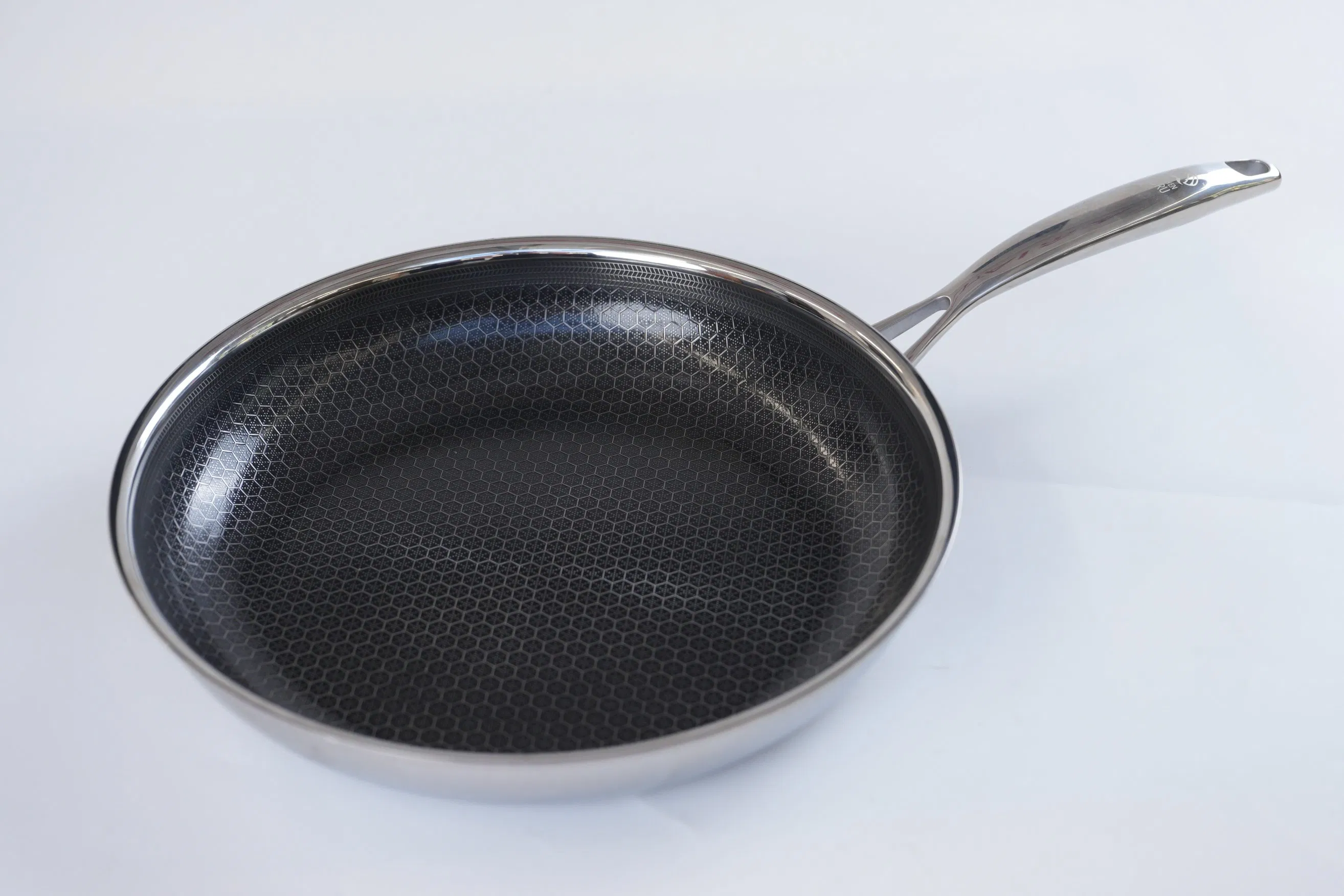 Custom label Cookware Tri-Ply Stainless Steel Skillet Ceramic Honey Comb Frypan Pfoa &amp; Pfas Free