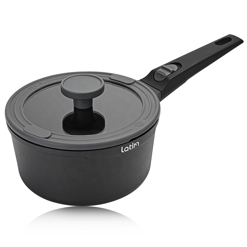 New Style Die-Casting Aluminium Frying Pan Wok With Removable Handle High Quality Non Stick Casserole Saucepan With Glass Lid