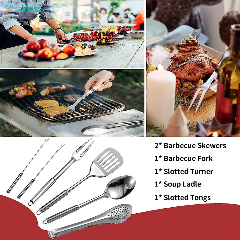 SeeMore Portable Camping Kitchen Utensil Camping Cookware Knife Fork Spoon Chef's Knife Cookware Kit