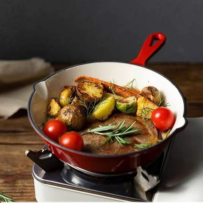 Cast Iron Skillet 3-Piece Set - Heavy-Duty Professional Restaurant Chef Quality Enameled Pan Cookware Set - 10", 8", 6" Pans