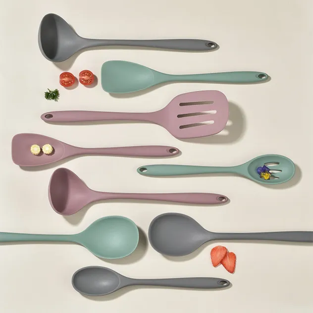Cookware Kitchenware Factories OEM ODM Custom Non-Damaging to Coating Silicone Cooking Utensils Kitchen Utensil Set