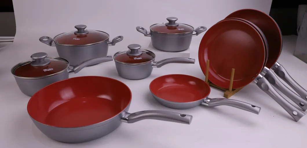 New Arrival Durable Cookware 14PCS Induction Bottom Forged Aluminum Cooking Set