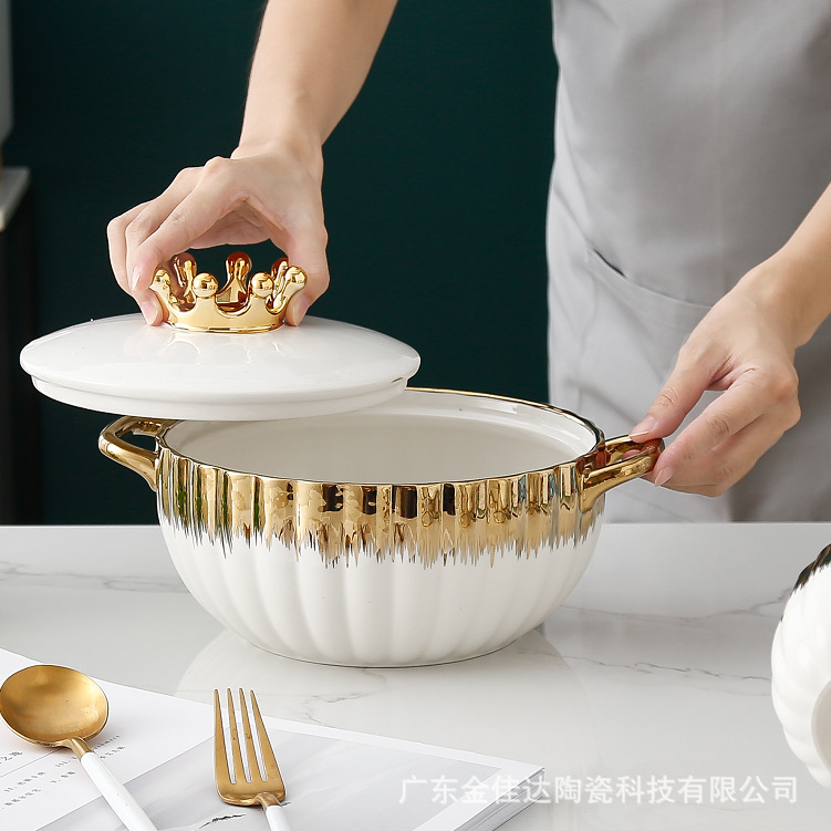 SS51 4 Color Nordic Ceramic Soup &amp; Stock Pots Luxury Soup Tureen Porcelain Soup Set With Stand