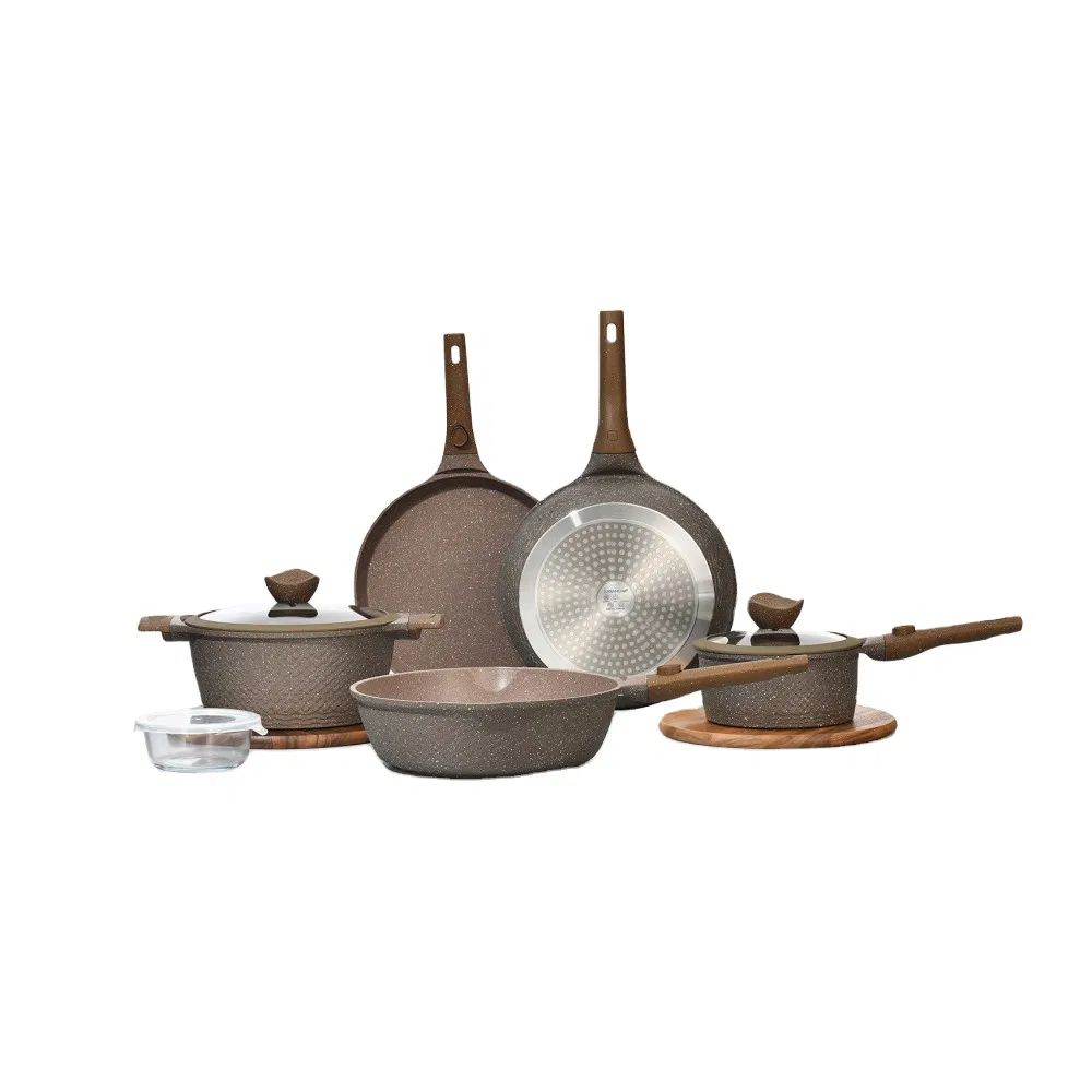 New Detachable Handle Die Casting Aluminum Cookware Set with Nonstick Coating