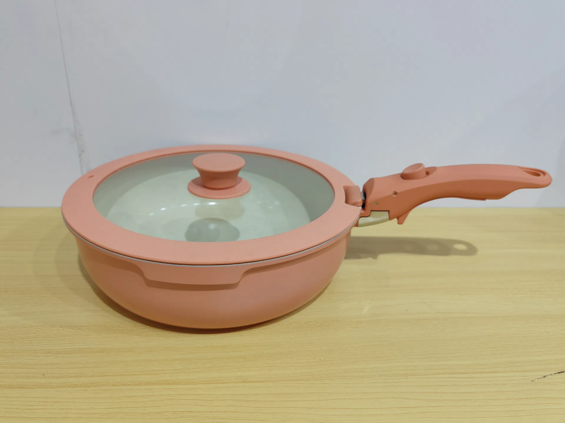 Pink Detachable Ceramic Frypan Nonstick Removable Kitchen Cooking Pot Saucepan Cookware Set