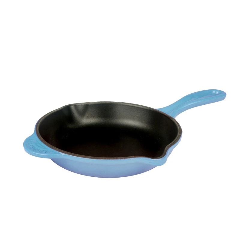 Promo Kitchen Cookware Metal Handle Enamel Cast Iron Grill Pan Ceramic Frying Pan Small Frying Pan