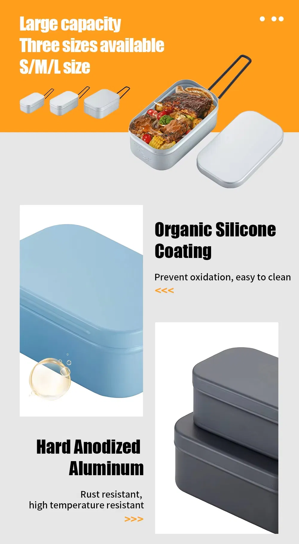 Space-Saving Foldable Cookware Set Customizable Aluminum Mess Tin with Branding Options