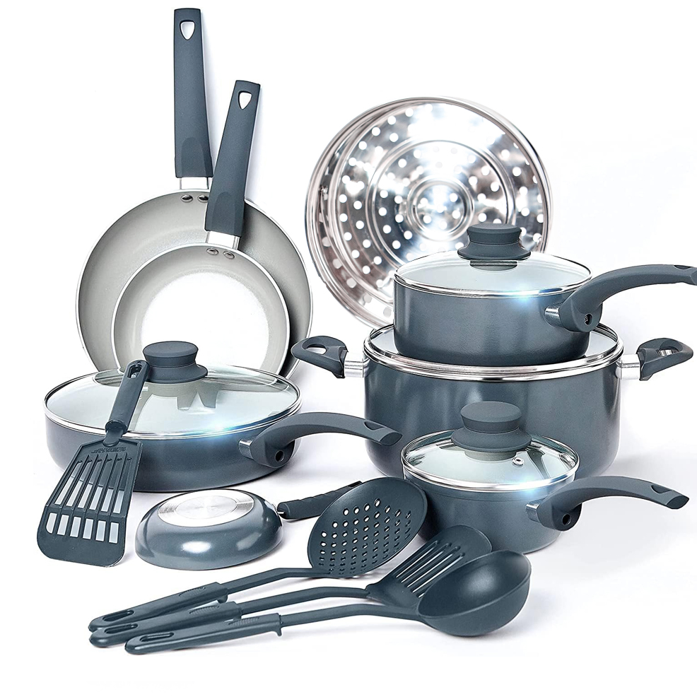 Popular Non Stick 16PCS Set Durable Casserole Pot Fry Pan Aluminum Cooking Set