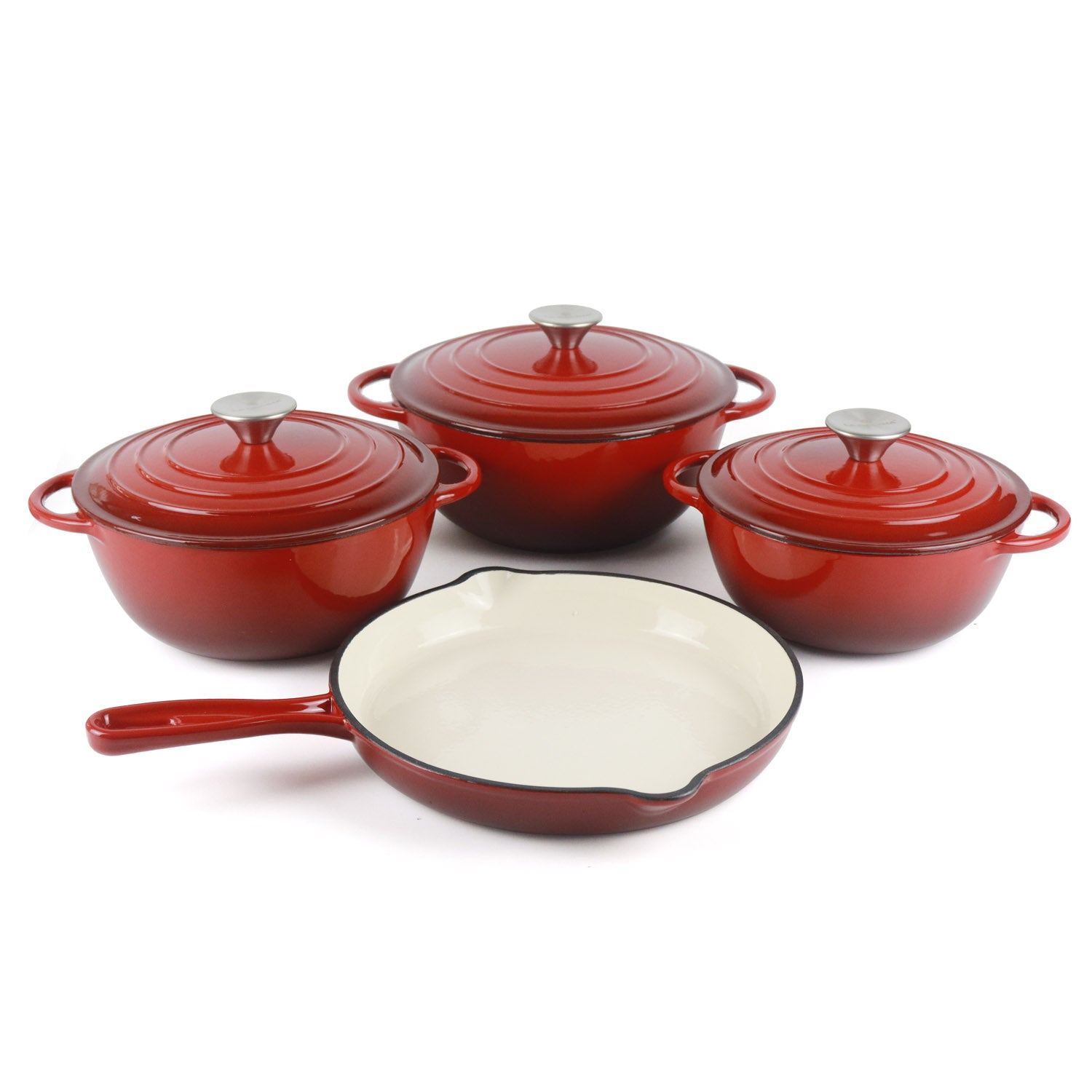 Enamel Cast Iron Cookware Set Multi-Layer Base Multi-Function Non-Stick Frying Pan and Stew Pot for Home Kitchen Use