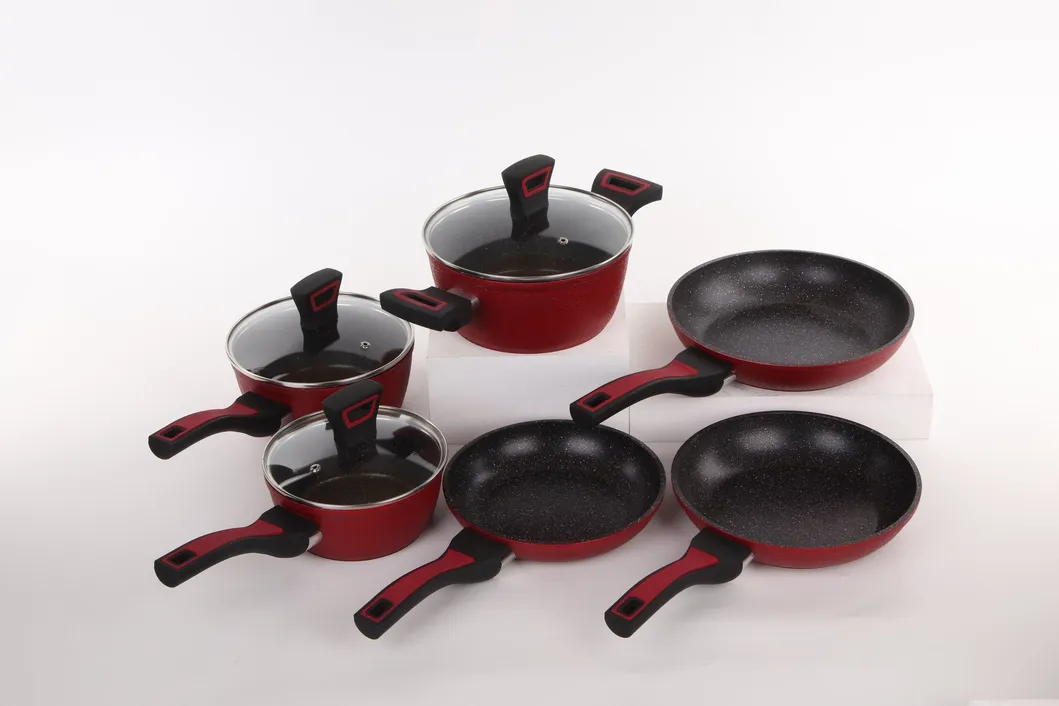 Wholesale Factory Price Frying Pan Set Granite Cookware Set with Induction Base