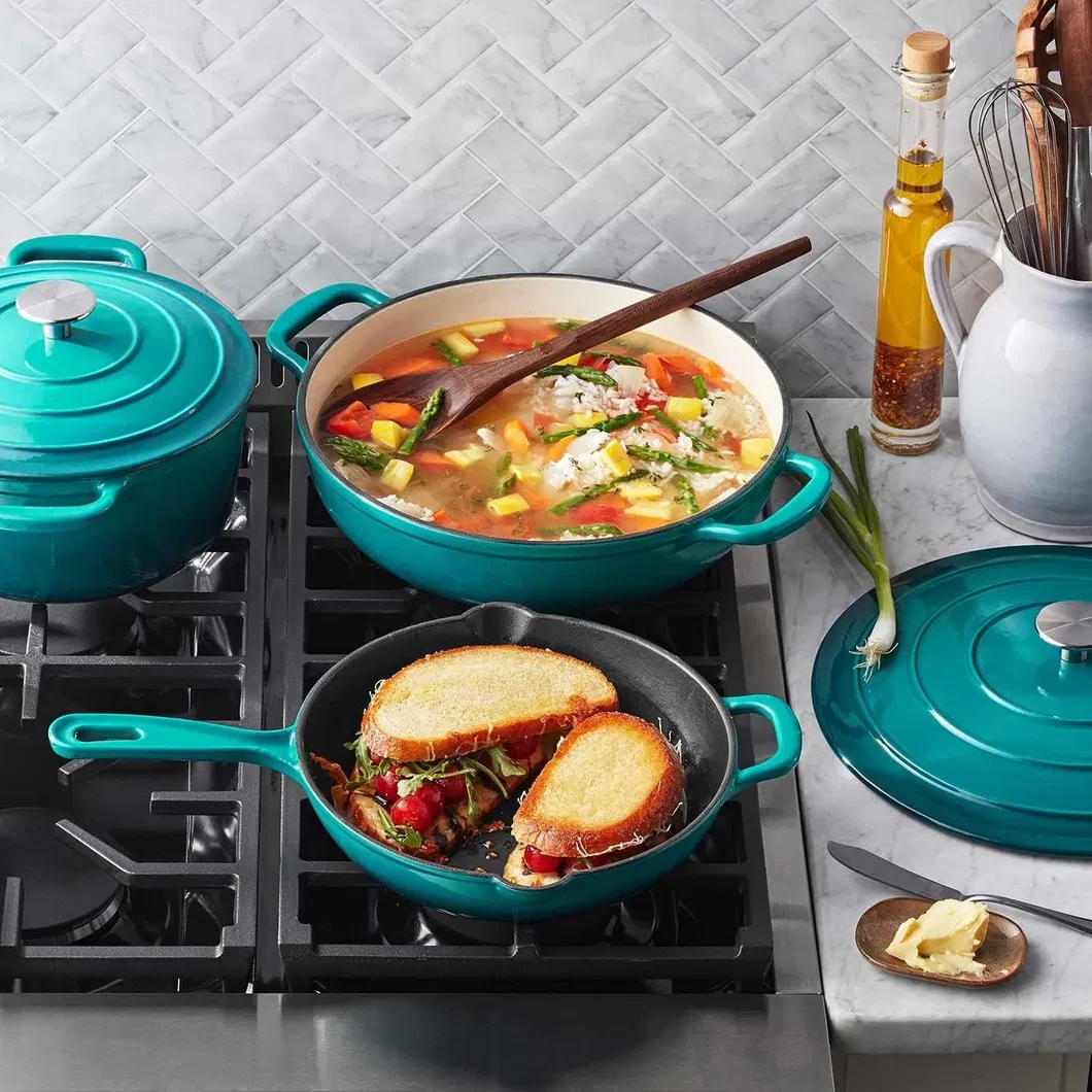 Kitchen Pots and Pans Set Cast Iron Pot Casseroles Dutch Ovens Nonstick Enameled Ceramic Pan Casting Iron Pan Cookware Sets