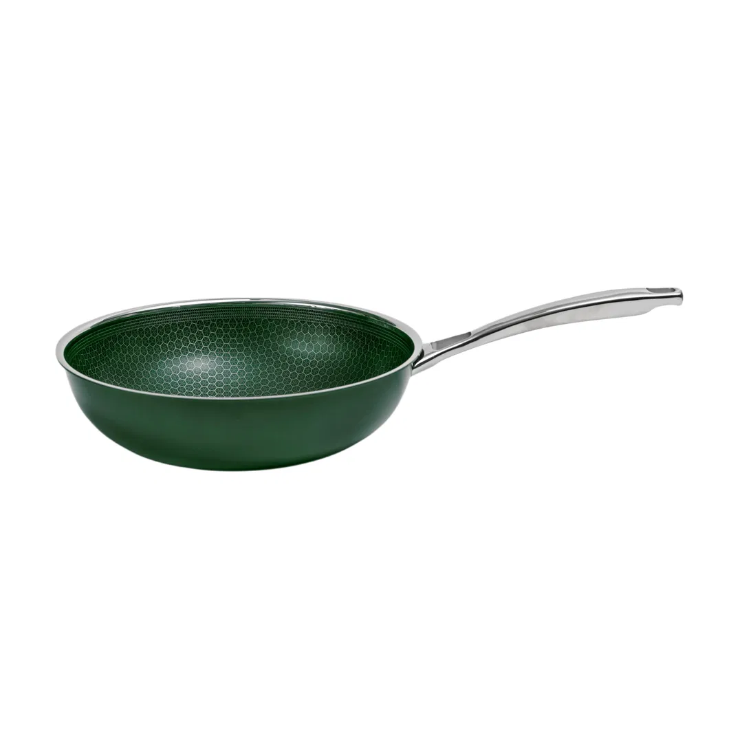 Nonstick Honey Comb Coating Stainless Steel Blackish Green Ceramic Outer Layer 2PCS Cookware Set