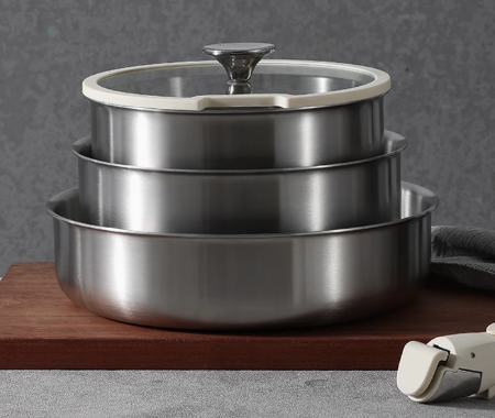 Cookware Manufacture New Design Ceramic Cooking Pan Cookware Set with Detachable Handle