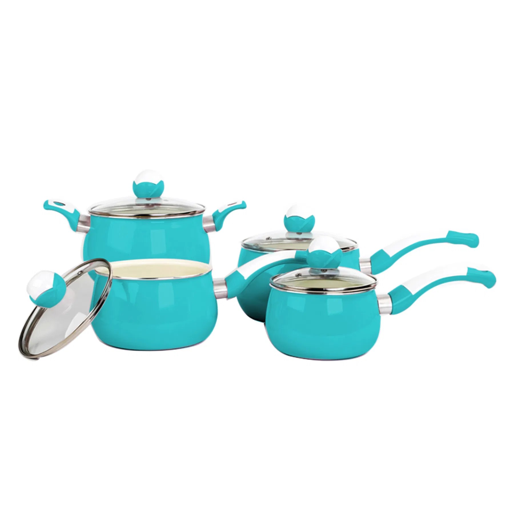 Cookware Manufacture Ceramic Coated 14-18cm Nonstick Saucepan Cooking Soup Pot Sets
