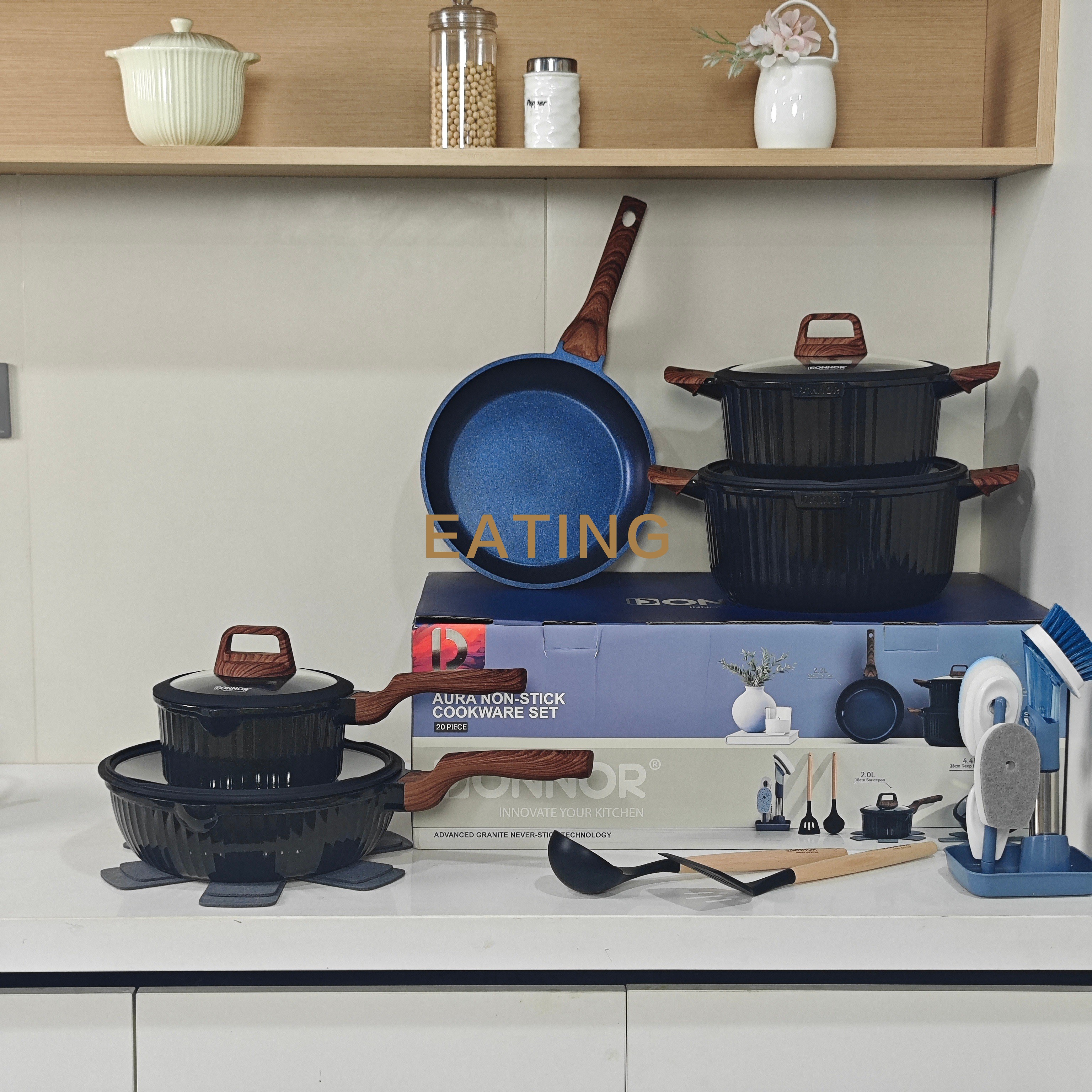 Original Design AR-21pcs Die Cast Aluminum Dishwasher Safe Nonstick Induction Bottom Professional Cookware Set Kitchen