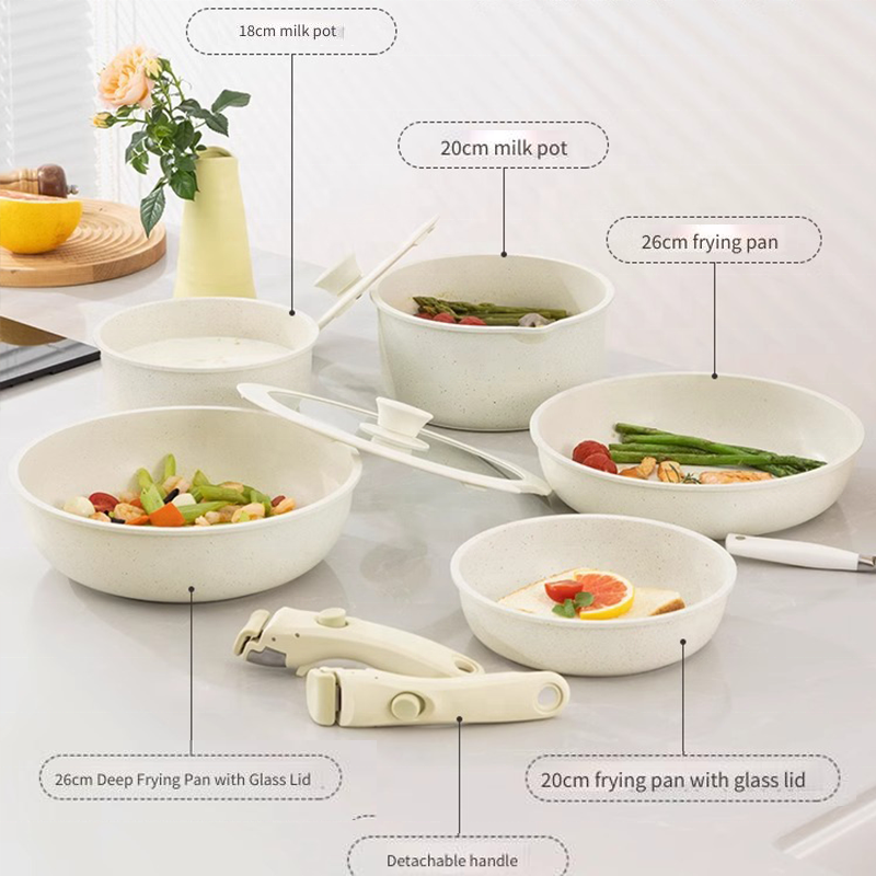 LOVFE 15 PCS High Quality Non Toxic Ceramic Coated Induction Aluminium Camping Pots Cookware Set