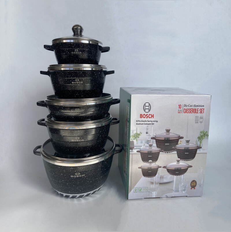 Top Selling Casserole Set Diecast Aluminium Non-Stick Kitchen Cooking Pot 10 PCS Aluminium Cookware Set