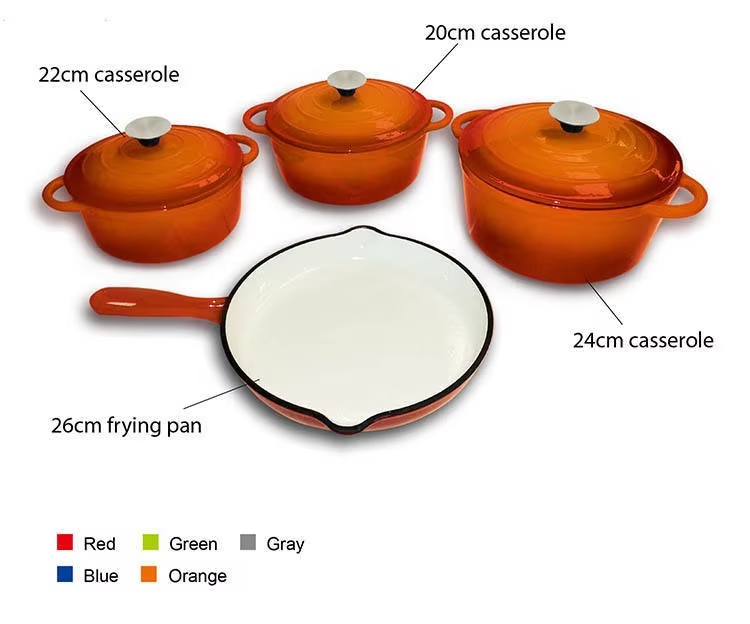 4-in-1 Cast Iron Stackable Pot Cookware Set Enameled Dutch Oven Set Multi-Cooker