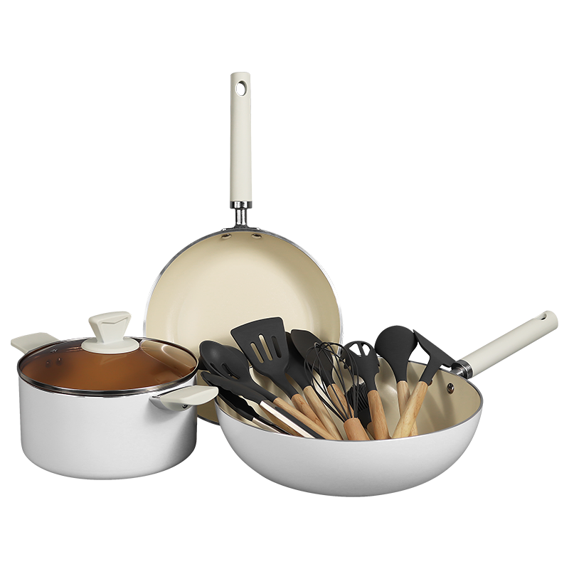 Cookware Set Complete Set of Household Non-Stick Cookware Combination Induction Stove Universal Frying Pan Three-Piece Set