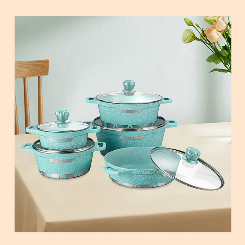 Aluminum Die-Casting Cookware Set Household Soup Pot Wok Kitchen Cooking Pot Set