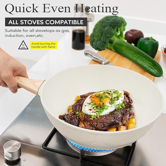 Ds-2952A Pots and Pans Set Nonstick Ceramic Cookware Sets Healthy Non Stick Induction Cookware Kitchen Granite Cooking Set Frying Pan