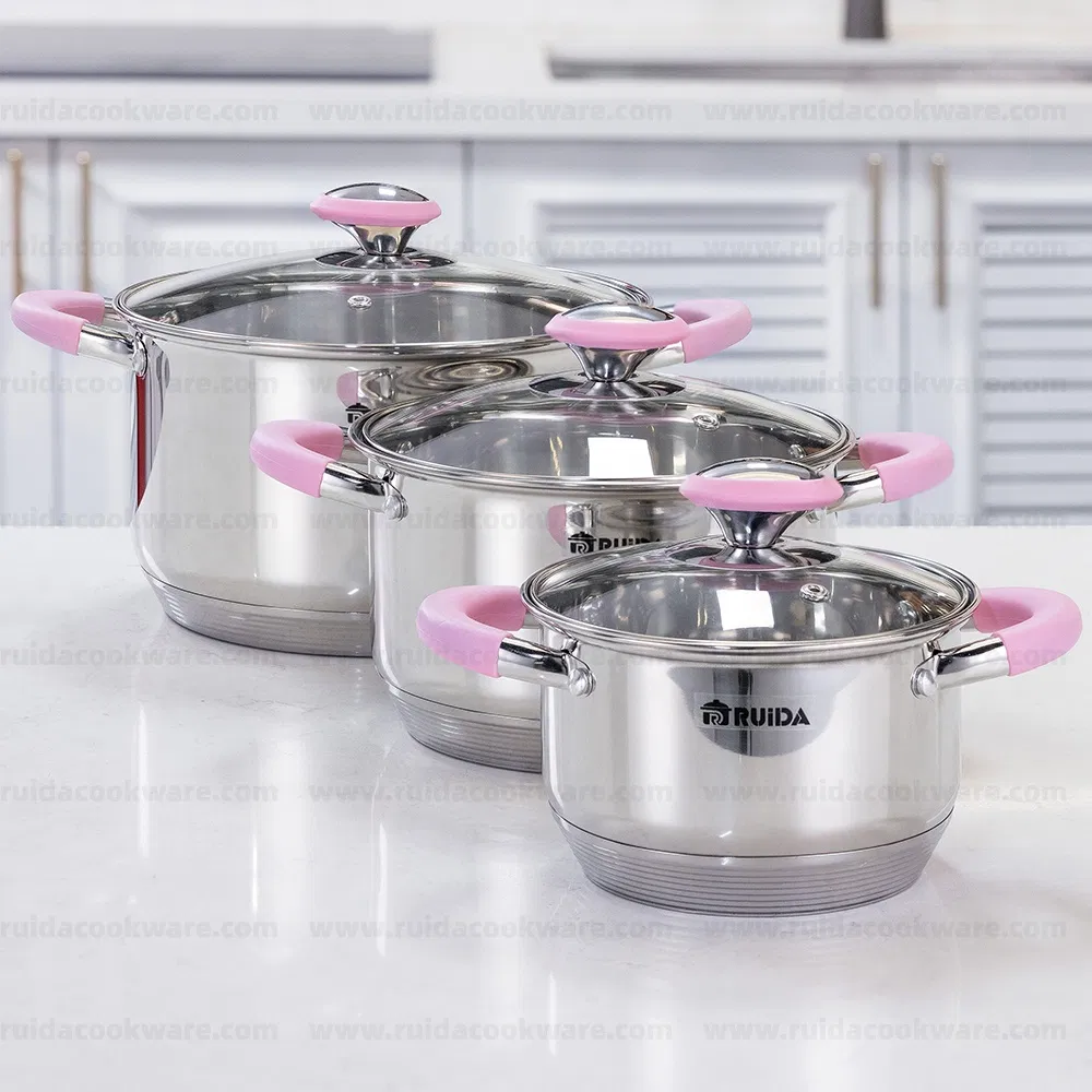 Factory Silicone Saucepan Pot Kitchenware Cooking Stainless Steel Cookware Set