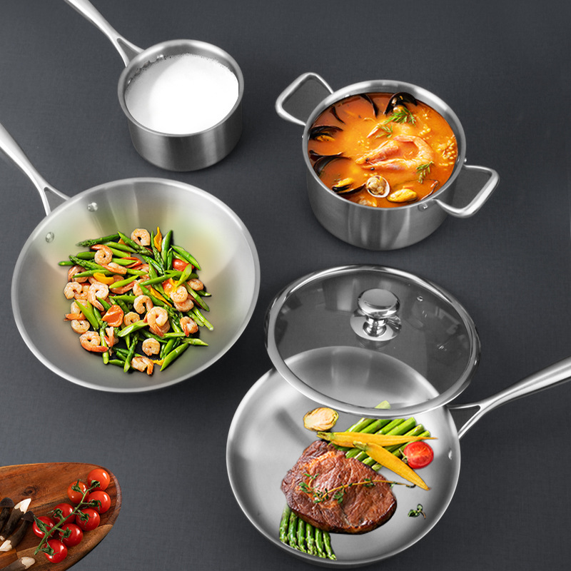 Pure Titanium Uncoated 4-Piece Cooker Set with Tempered Glass Lid-Dishwasher &amp; Oven Safe Sustainable and Eco-Friendly