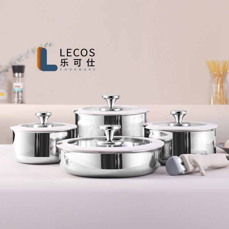 Factory Custom Premium Stackable Induction Kitchen 3 Ply Stainless Steel Cookware Sets Removable Handles Pots and Pans Set