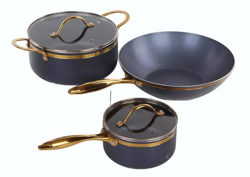 Home Kitchen 8 PCS Hard Anodized Aluminum Cookware Nonstick Pans and Pots Set for All Cooktops