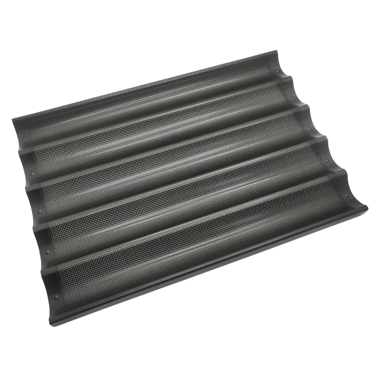 Pfas Free American Size PTFE Coated Non-Stick Baguette Pan with 5 Channels, 5 Long Glazed Aluminium French Bread Pan Made in China