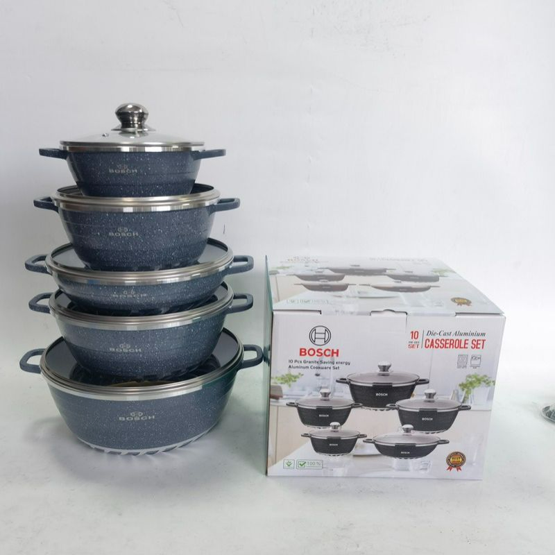Top Selling Casserole Set Diecast Aluminium Non-Stick Kitchen Cooking Pot 10 PCS Aluminium Cookware Set