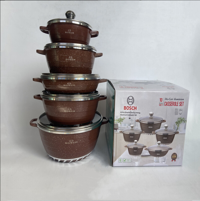 Top Selling Casserole Set Diecast Aluminium Non-Stick Kitchen Cooking Pot 10 PCS Aluminium Cookware Set