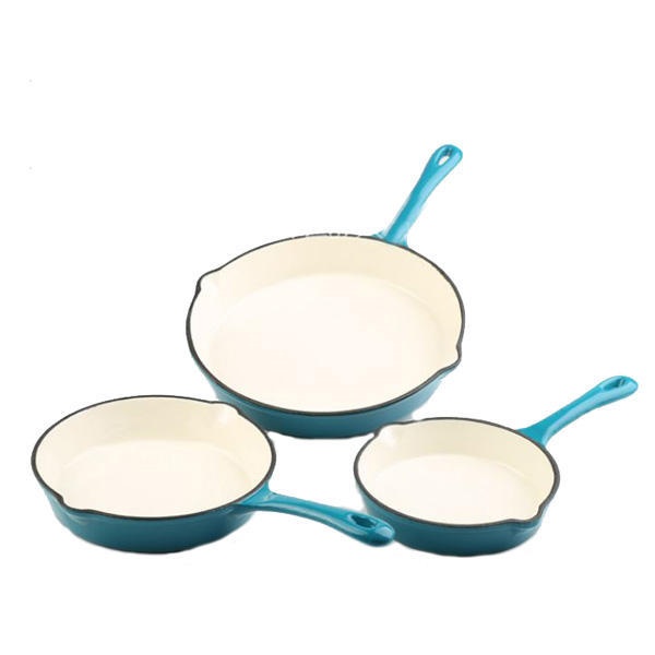 Cast Iron Skillet 3-Piece Set - Heavy-Duty Professional Restaurant Chef Quality Enameled Pan Cookware Set - 10", 8", 6" Pans