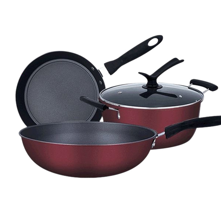 Wholesale Non-Stick Cookware Combo Optional 2PCS 3PCS Wok &amp; Pan Set Durable Kitchenware with Bakelite Handles