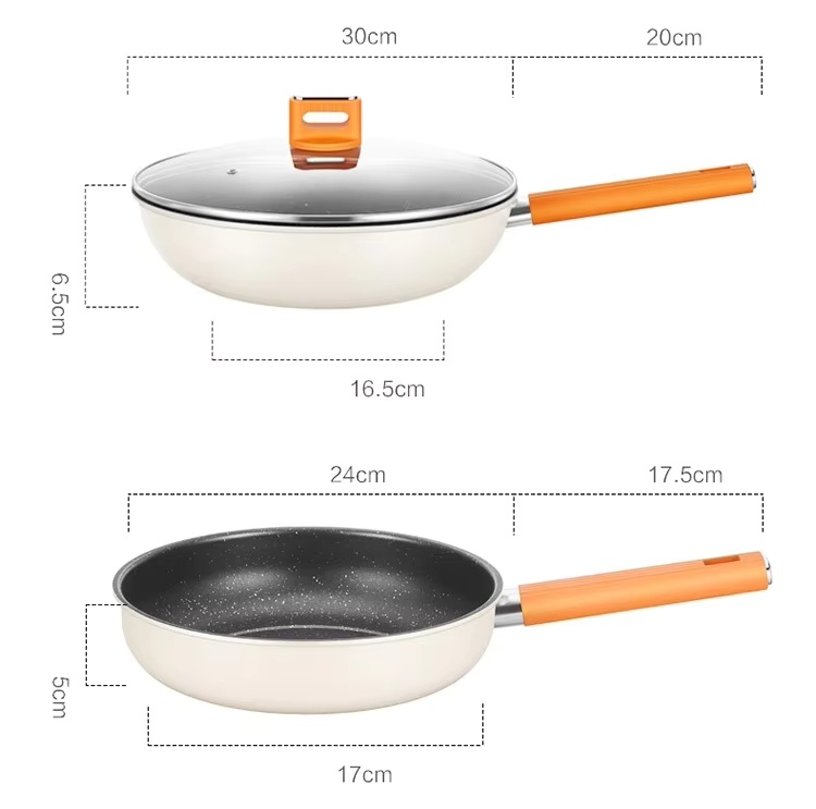 Low MOQ OEM 4Pcs Cookware Multilayer Bottom Heat Resistant 483F Custom Logo Color Durable Kitchen Cookware Set
