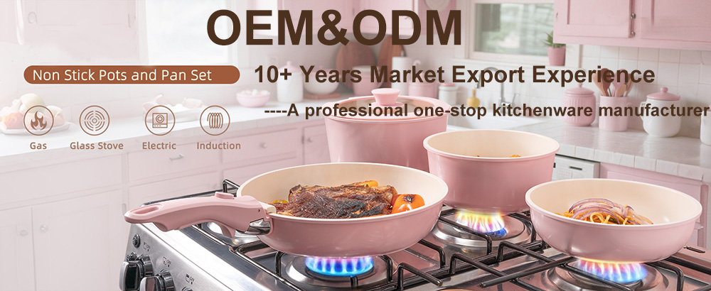 21 Pcs Durable Modern Metal Non-Stick Ceramic Cookware Set New Design Detachable Handles Pots Pans Oven Safe Induction Stackable
