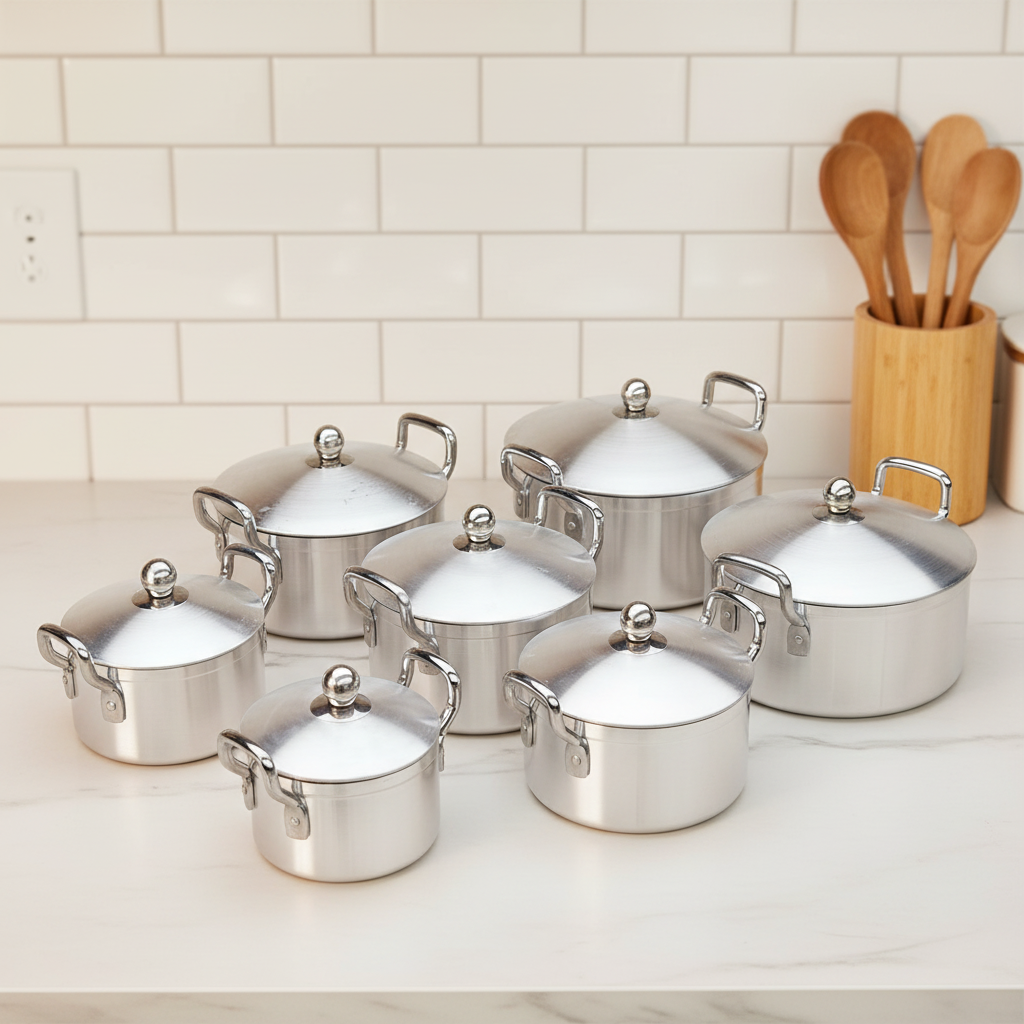 Africa Hot Selling Classic 3/4 Layer Stackable Aluminum Pot Set-Heavy Duty Sanded Aluminum Soup &amp; Stock Pots with Gas Stove Lid