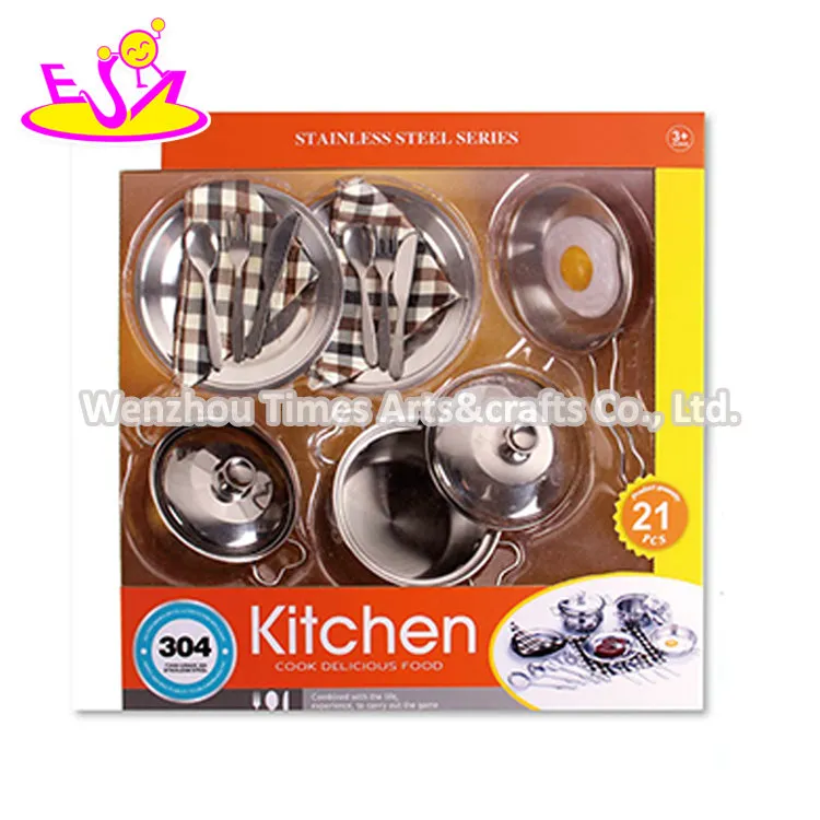 Wholesale 8 PCS Metal Kitchen Toy Pots and Pans Set Kids Play