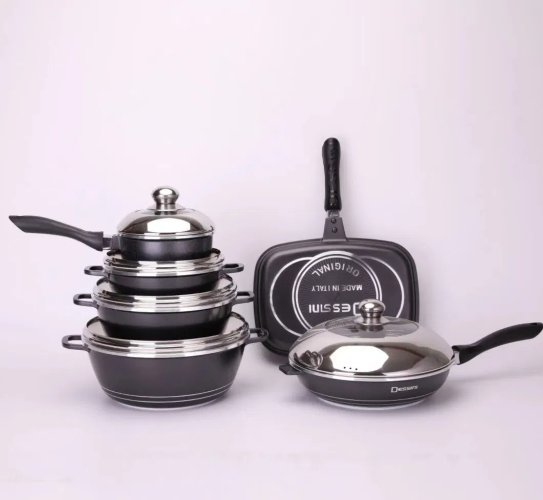 Hot Selling Die Cast Aluminum Non Stick Dessini 23PCS Cookware Sets with Covers