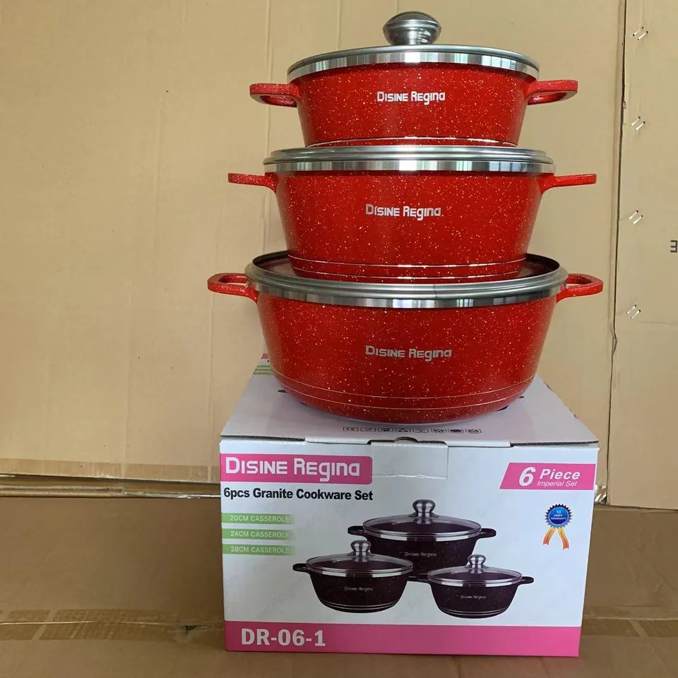 OEM 6PCS Cheap Casserole Non Stick Cook Pot Die-Casting Aluminum Cookware Sets