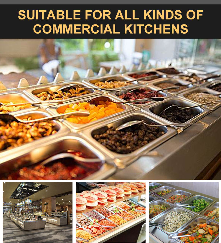 Stainless Steel Gastronorm GN Pan 1/6 For Chiller &amp; Bain Marie - Rust-proof Hotel Pan For Combi Oven Restaurant Kitchen Supply