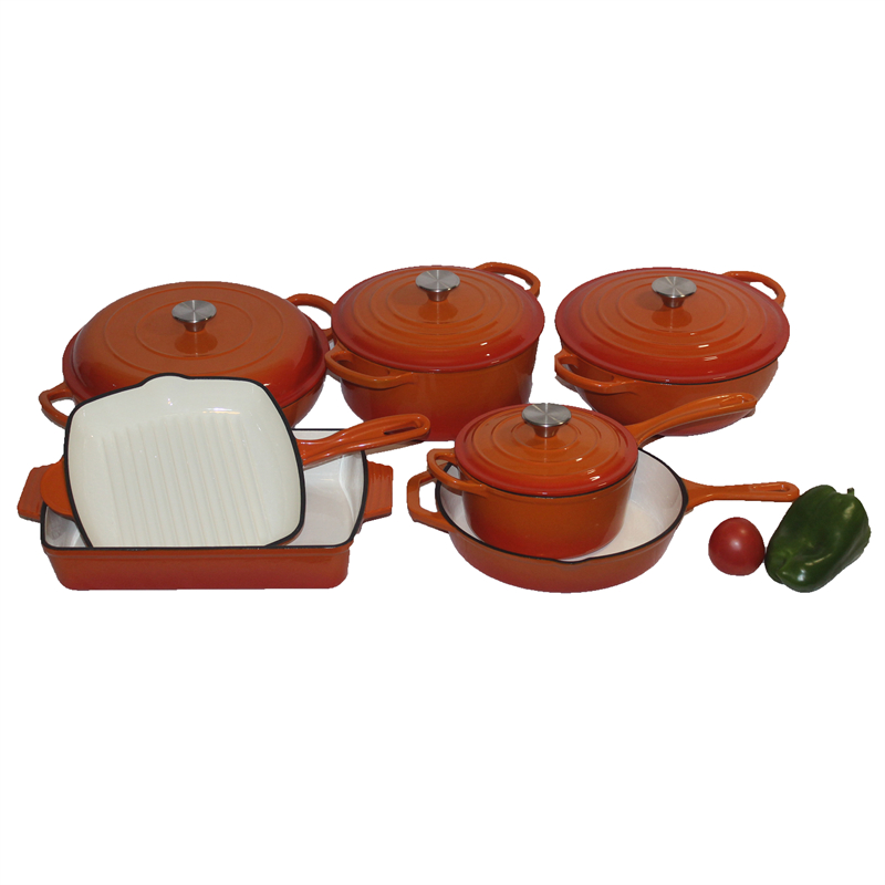 7-in-1 Cast Iron Stackable Cookware Set 7-Pcs Enameled Dutch Oven Metal Collection