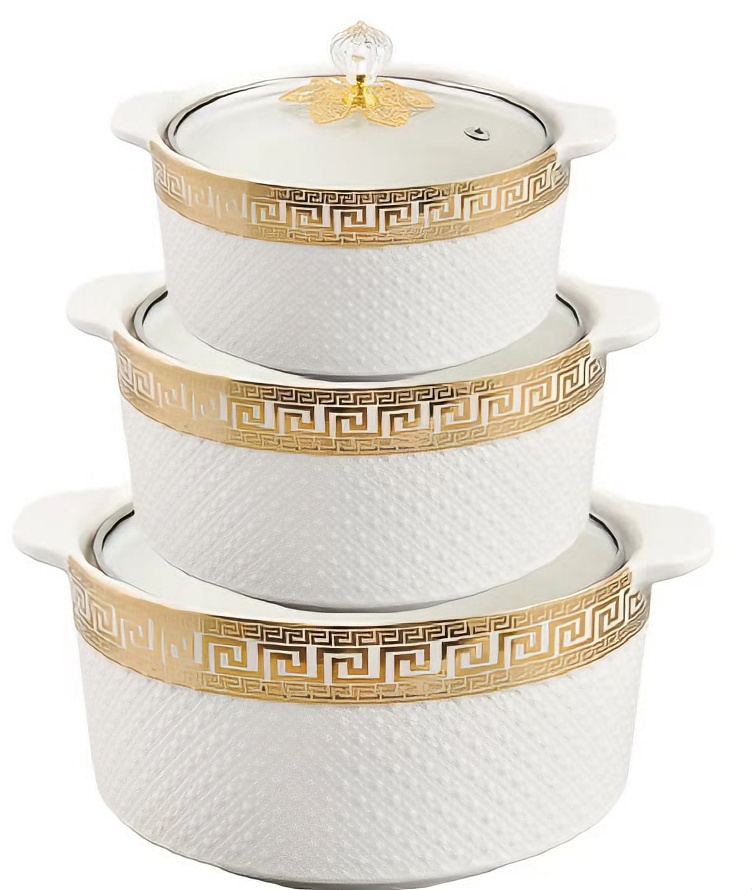 European Style Gorgeous Ceramic Pot Set Suitable for Three Soup Sets Suitable for Home Cooking and Holding Soup in Stock