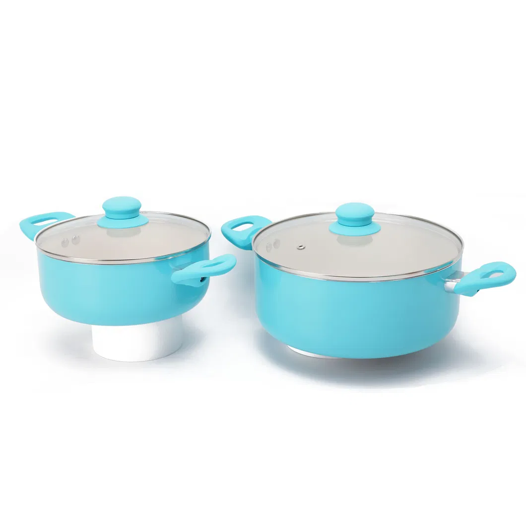 High Quality Pressed Aluminum Non Stick Ceramic Casserole Fry Pan Cookware Sets with Milk Pot