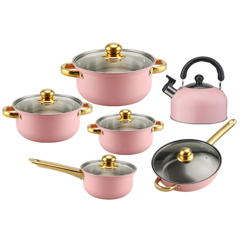 American Amazon Cooks Essentials Non Toxic Stainless Steel Cooking Pot Pink Kitchen Cookware