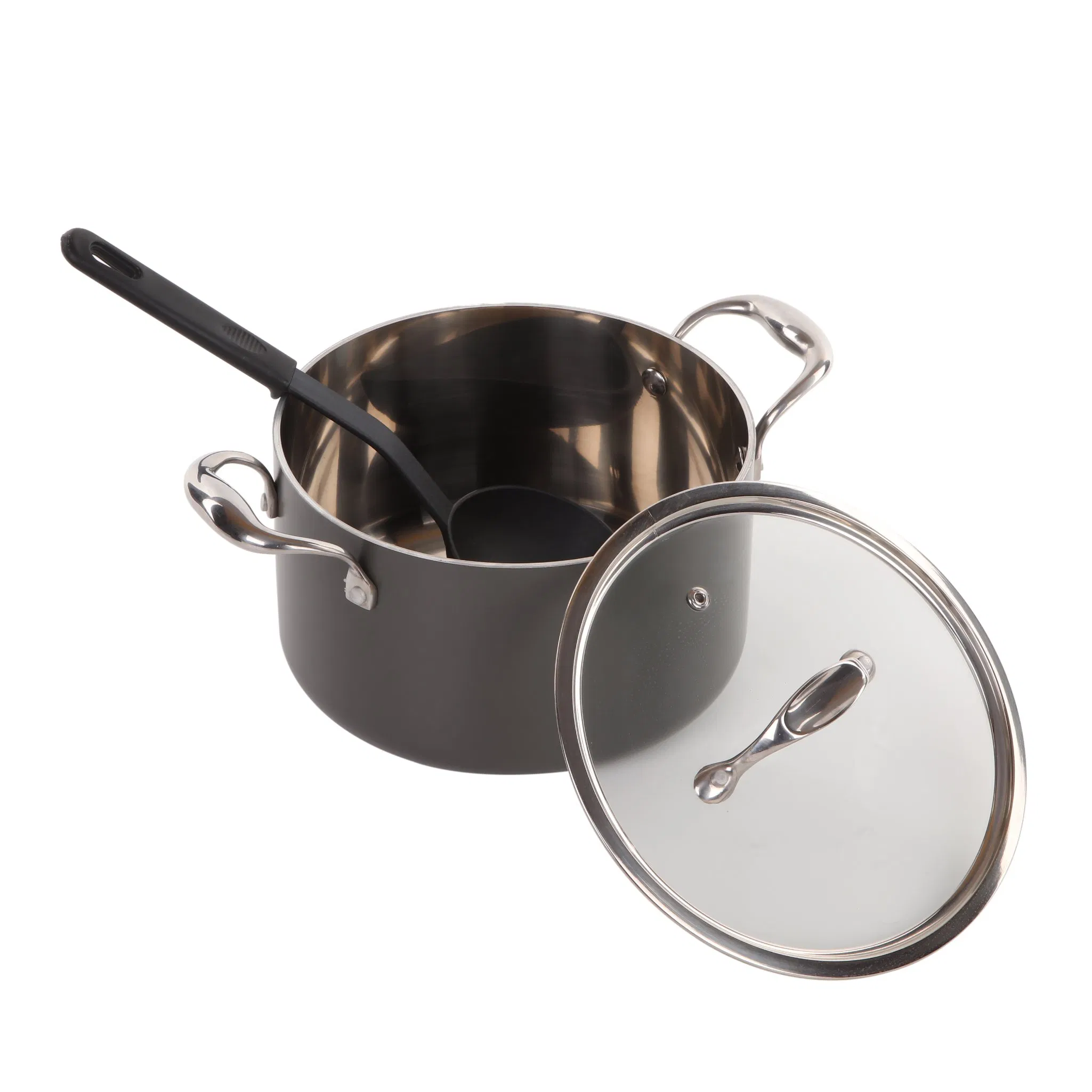 15PCS Hard Anodized Pan and Pot Aluminum Golden PPG Nonstick Cookwares with Nylon Tools